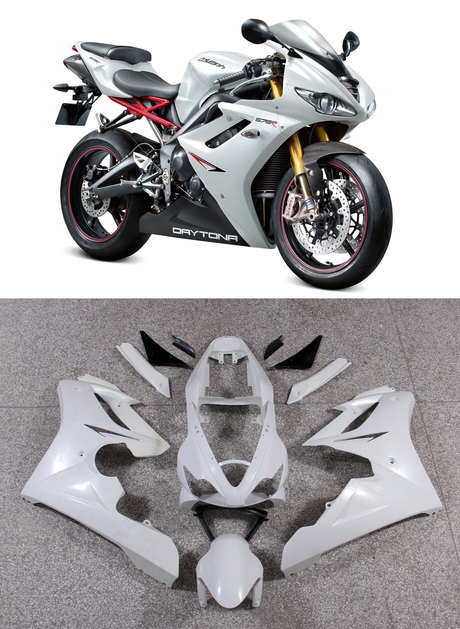 Fairings 2006-2008 Triumph Daytona 675 White Black Daytona Generic