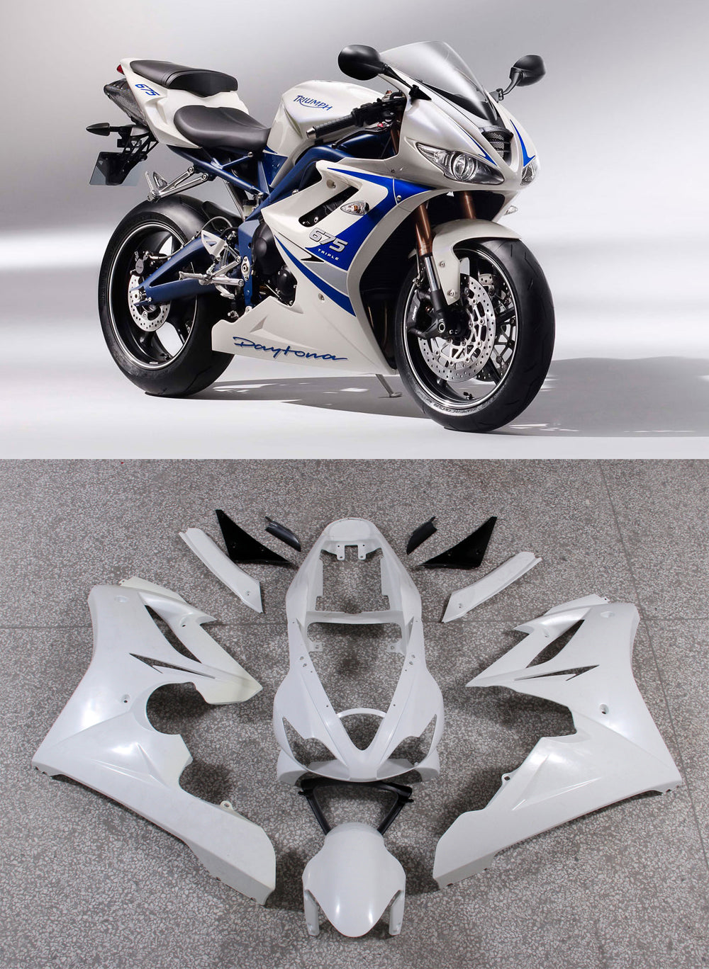 Fairings Triumph Daytona 675 White Blue 675 (2006-2008) Generic