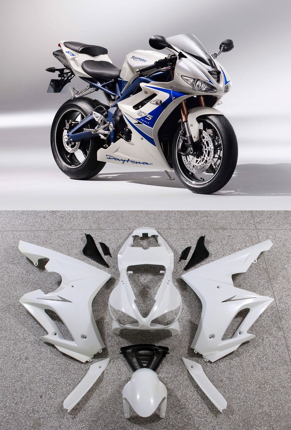 Fairings 2009-2012 Triumph Daytona 675 White Blue 675 Generic