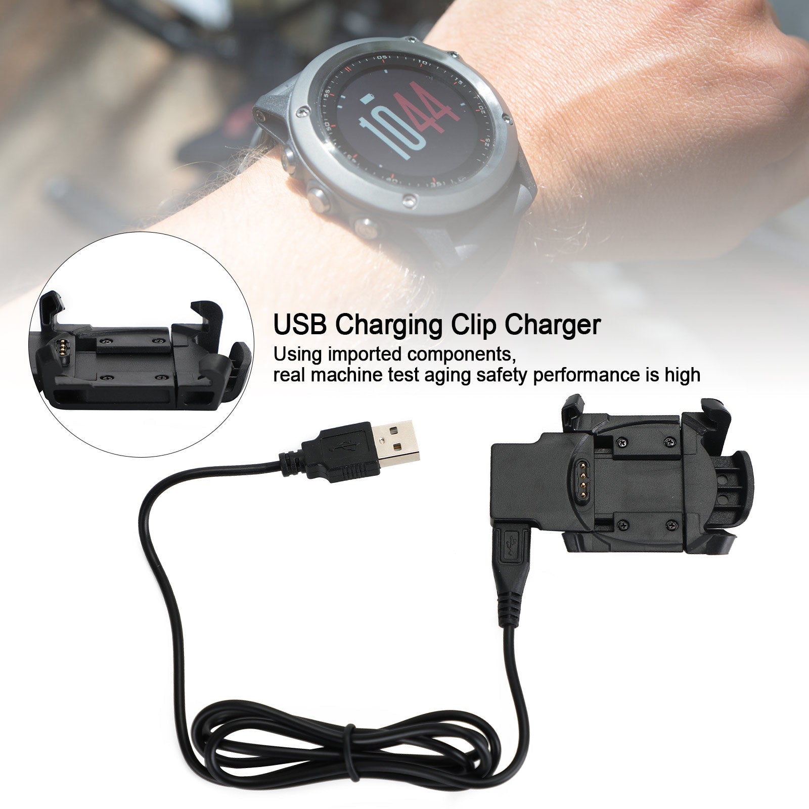 Cable cargador con clip de carga de datos USB para Fenix ​​3/Fenix ​​3 HR/Fenix ​​3 Sapphire