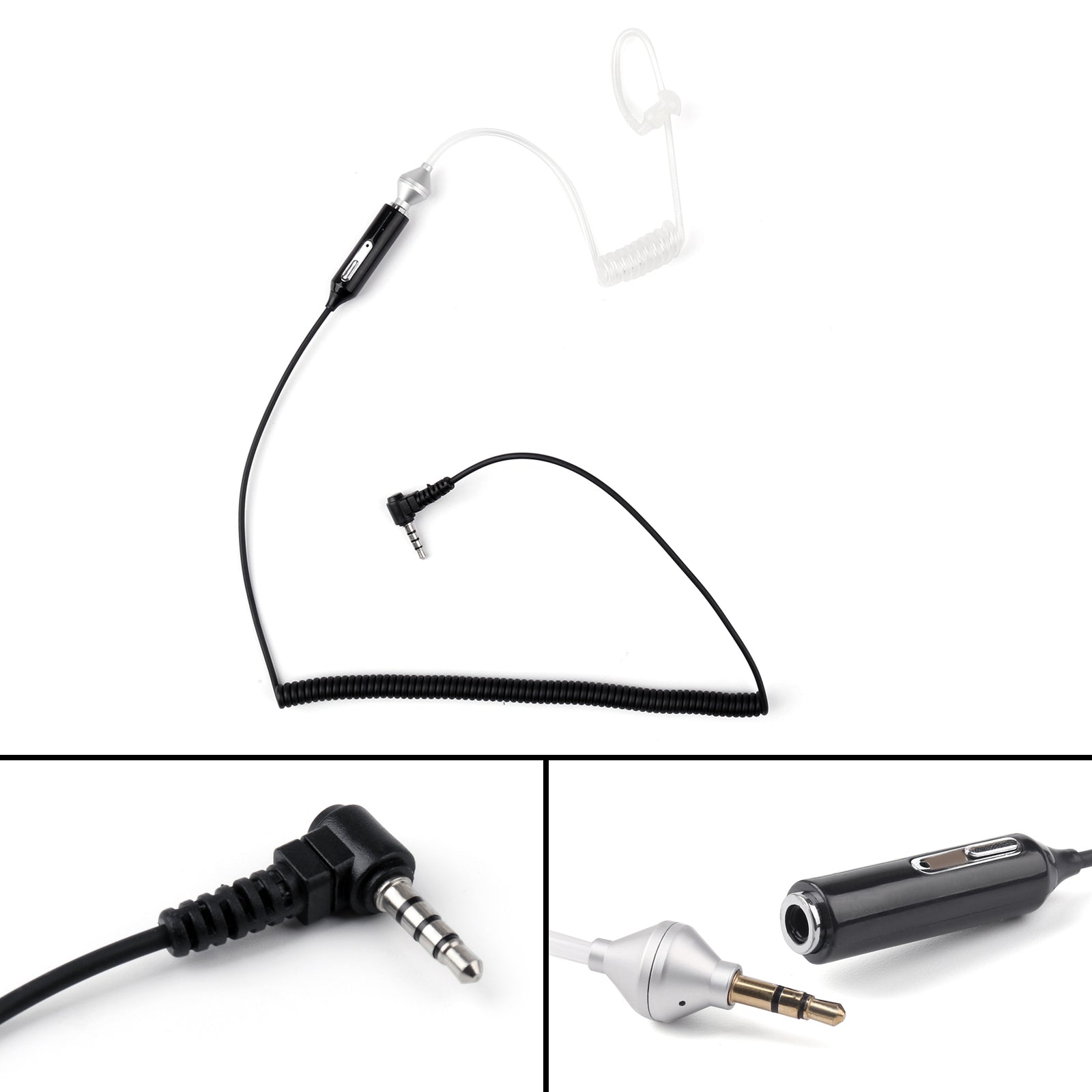 3.5mm Air Tube Headphone Anti-radiation Earphone Bodyguard Headset with Mic