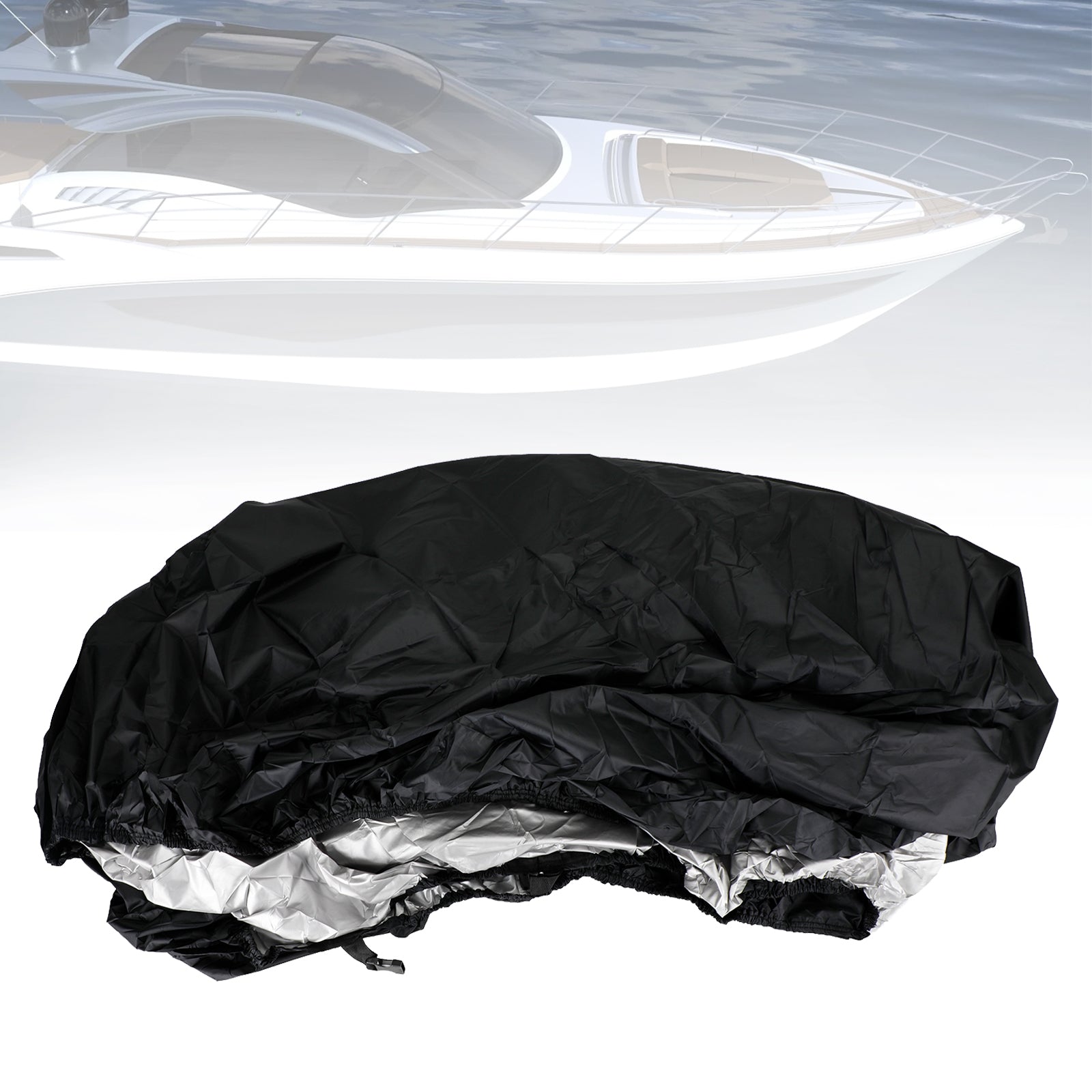 14-16 Ft Heavy Duty Waterproof Cover Black For V-Hull Trailerable Fishing Boat