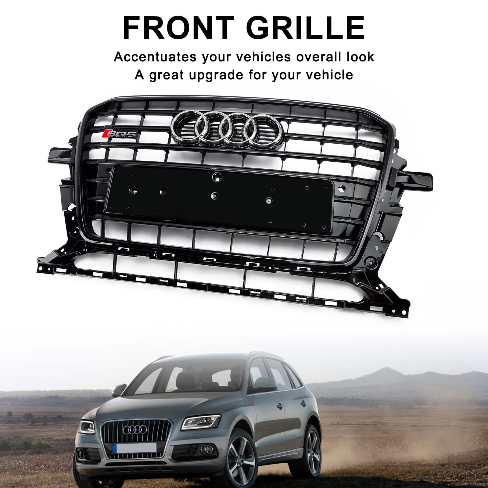 2013-2017 Black SQ5 Style Honeycomb Mesh Sport Hex Grill fit Audi Q5 8R Black Generic