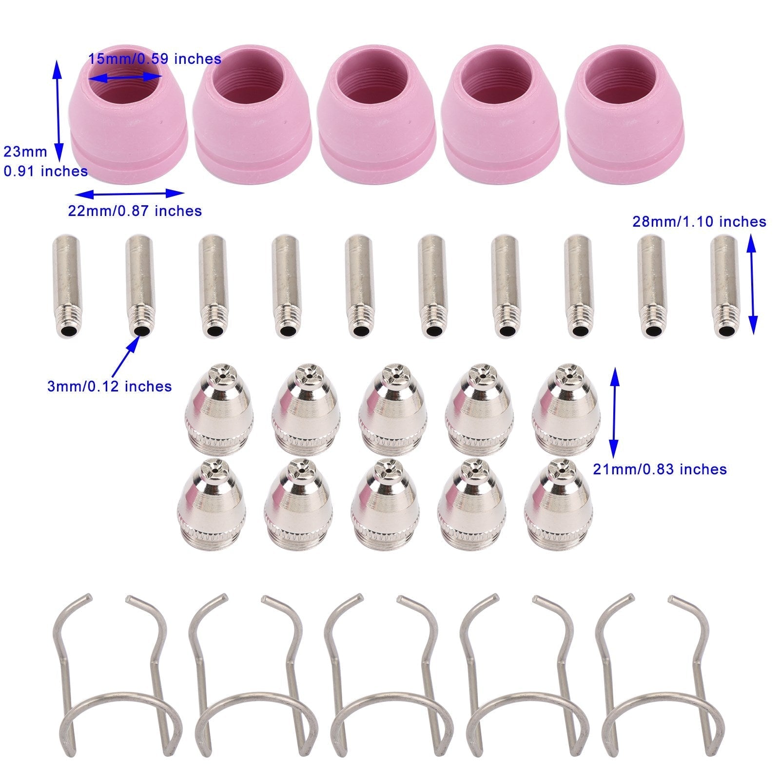 30Pc AG-60 SG-55 Plasma Cutter Torch Consumables Electrode Tips Shield Guide