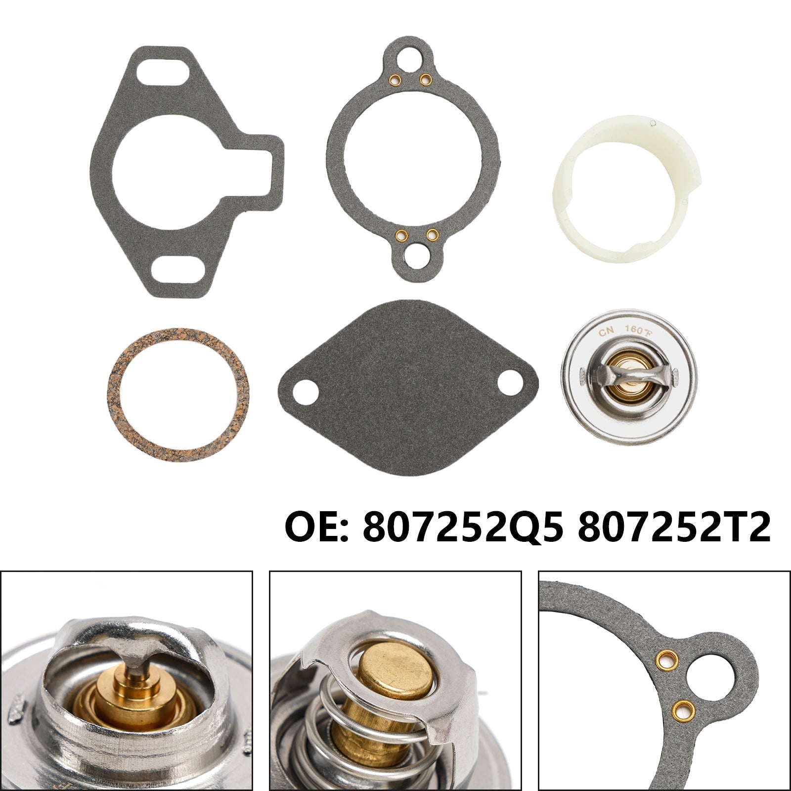 Thermostat Kit 160°With Plastic Sleeve 807252Q5 807252T2 for MerCruiser