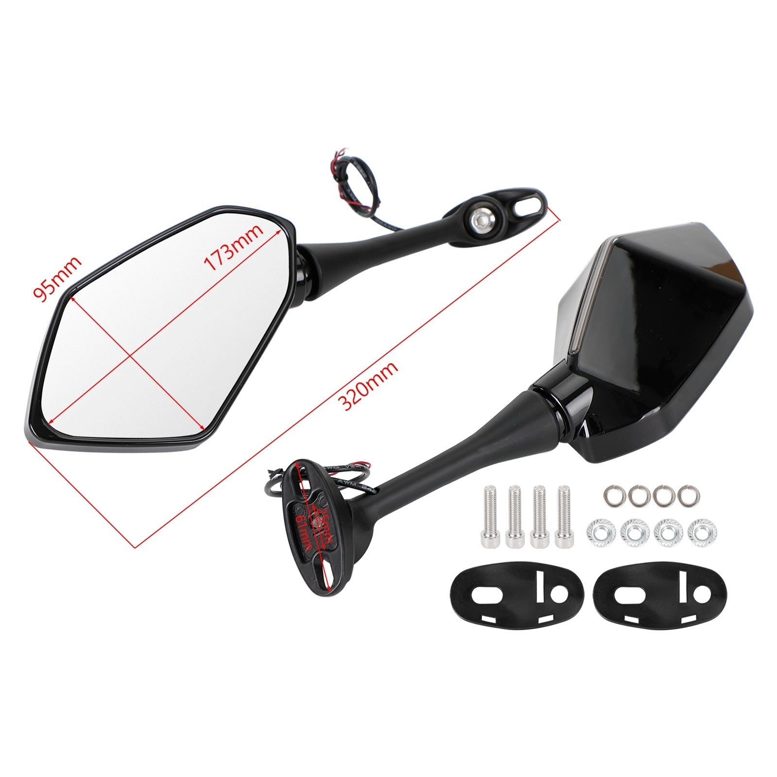 Honda CB CBR 600F CBF1000 RVT1000R Mirrors w/ Turn Signal Indicator