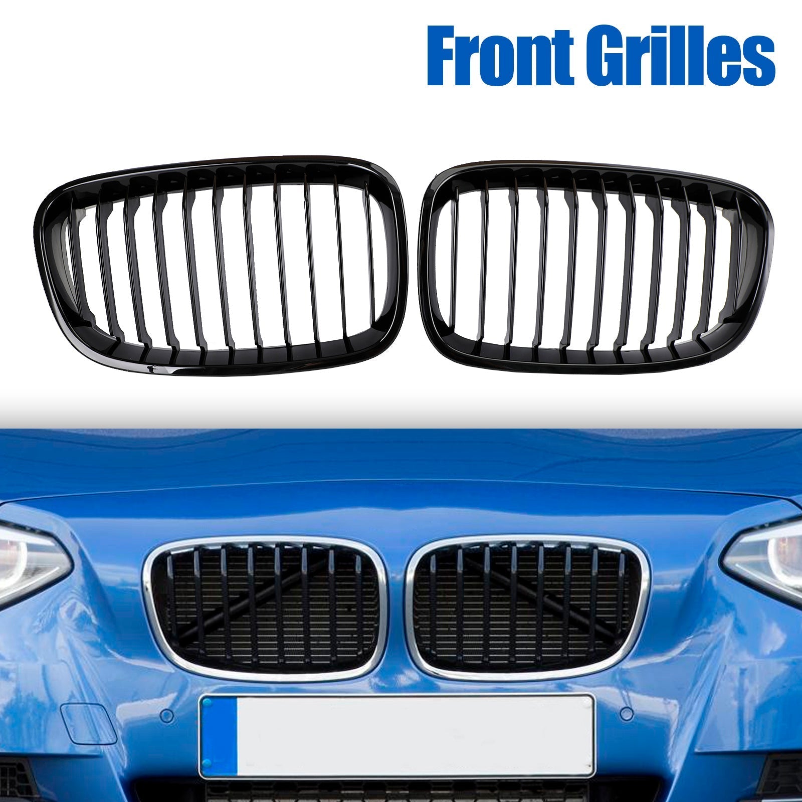 2012-2014 BMW 1 Series F20 F21 2PCS Front Bumper Kidney Grill Grille