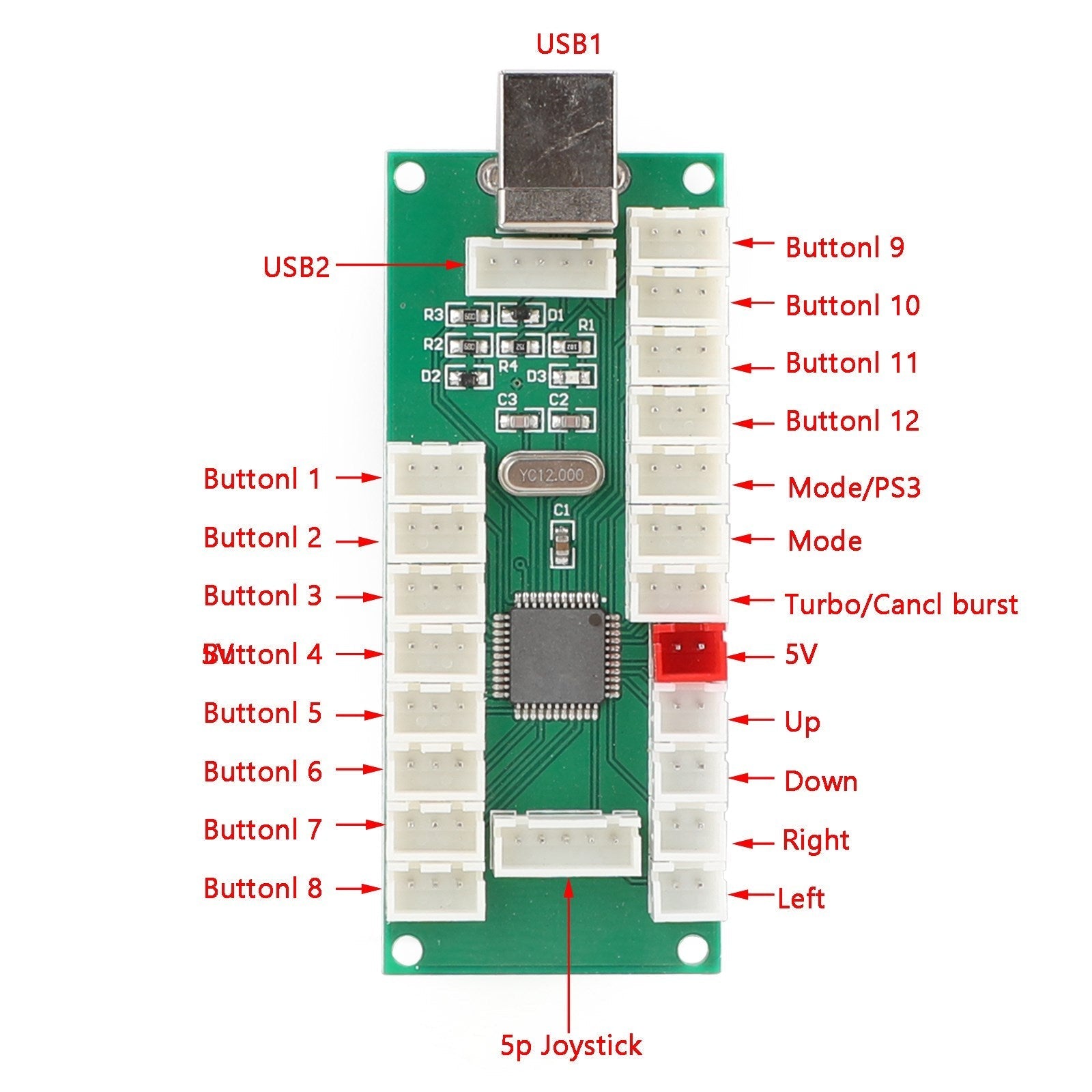 1 Player LED Arcade DIY Part Kit USB Encoder to PC Video Games Gamepads Joystick