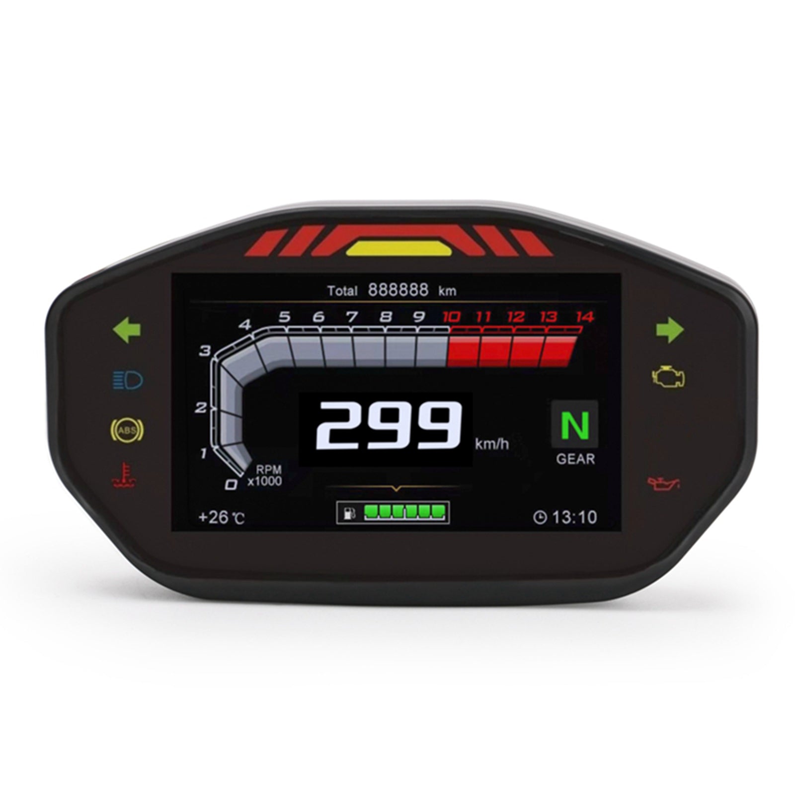 Universal Motorcycle LCD TFT Digital Speedometer 14000RPM 6 Gear Backlight Motorcycle Odometer For1, 2,4 Cylinders Meter