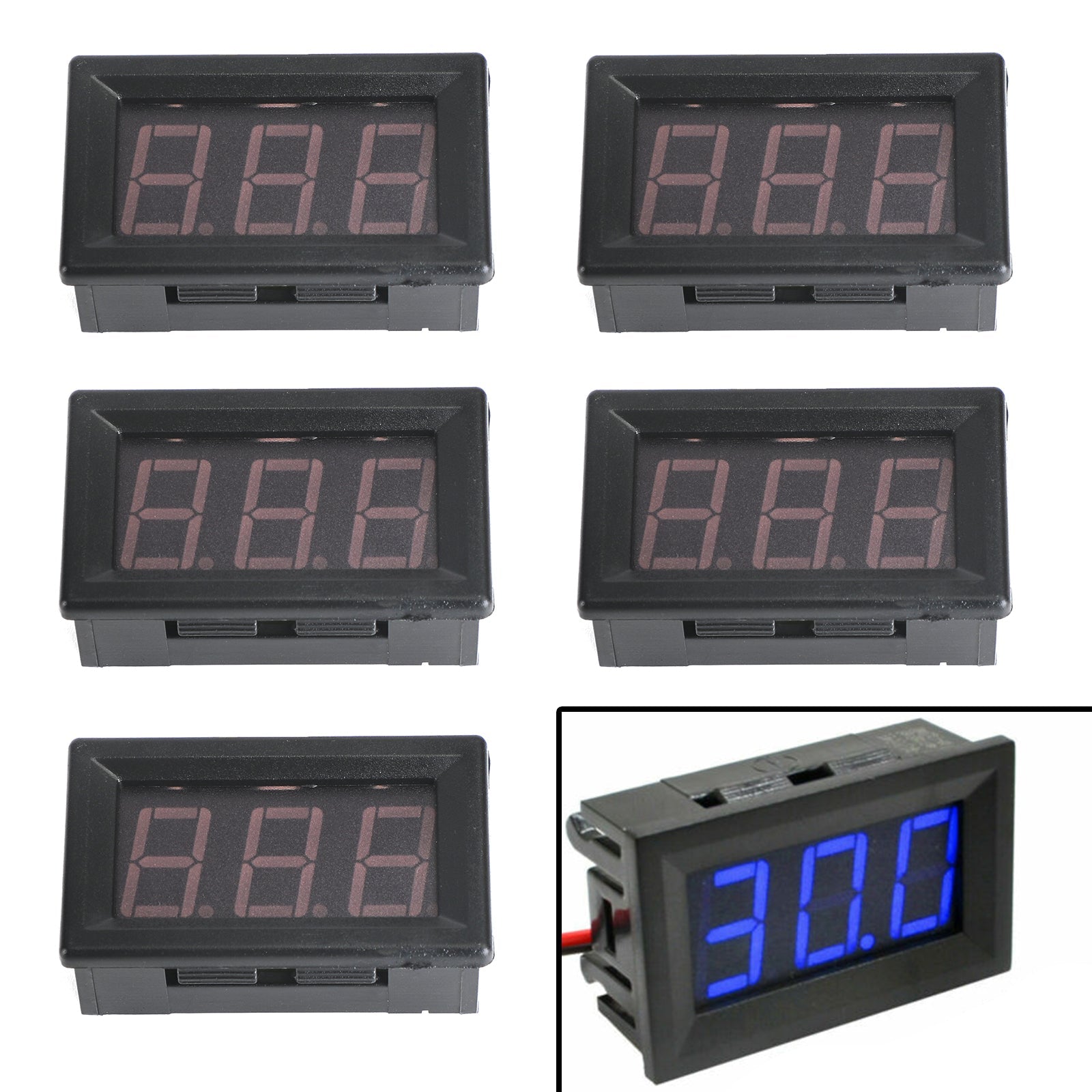 5Pcs Dc5-120V 0.56" 2 Wire Led Digital Display Panel Voltmeter Volt Tester