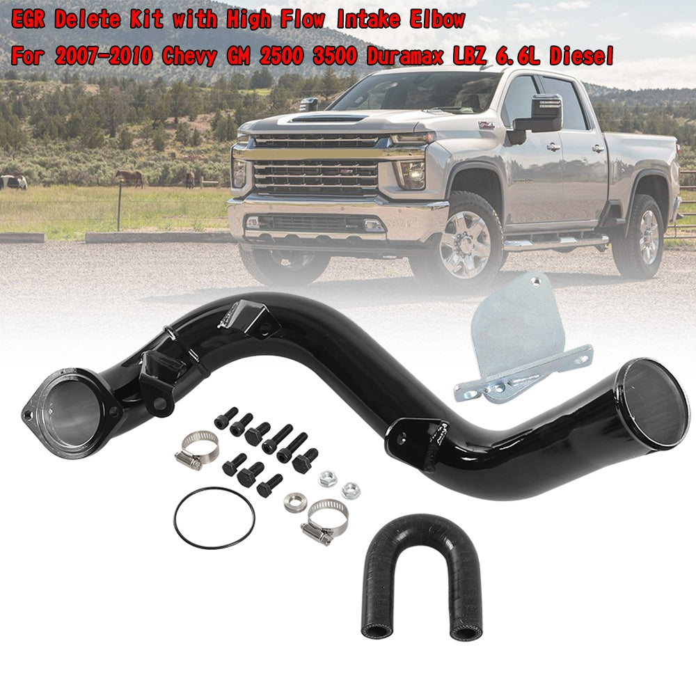 EGR Bypass and High Flow Intake Elbow Kit for 2007-2010 Chevy GM 2500 3500 Duramax LBZ 6.6L Diesel