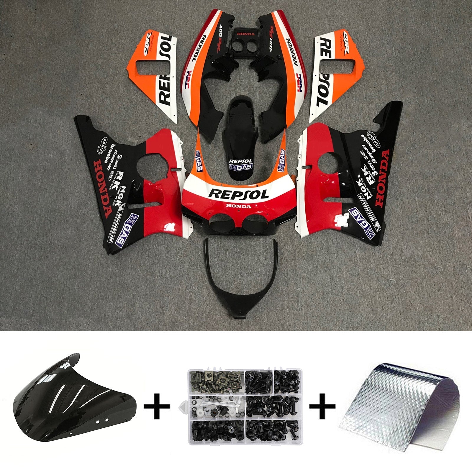 Amotopart Honda CBR400RR NC23 1987-1989 Fairing Kit Bodywork Plastic ABS