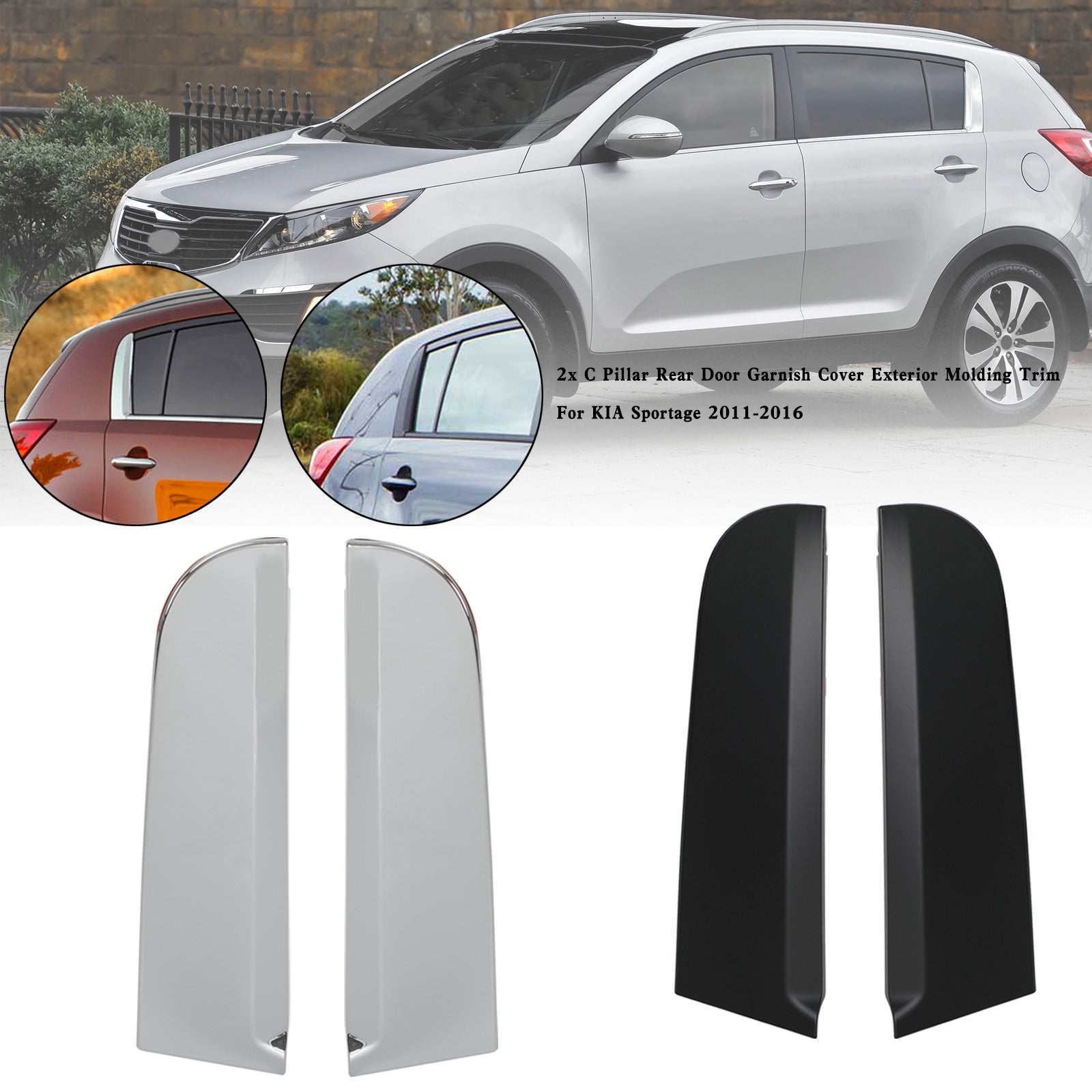 2x cubierta de guarnición de puerta trasera del pilar C moldura Exterior para KIA Sportage 11-16