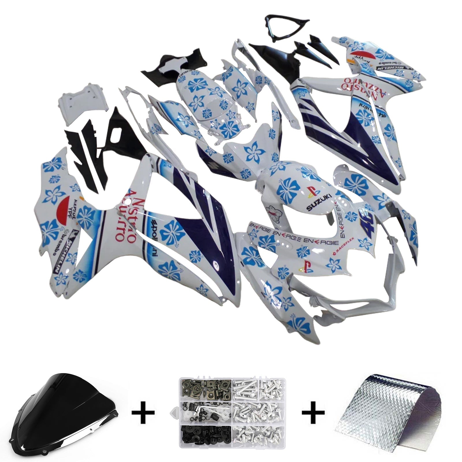 Amotopart Suzuki GSXR 600/750 2008-2010 K8 Fairing Kit Bodywork Plastic ABS