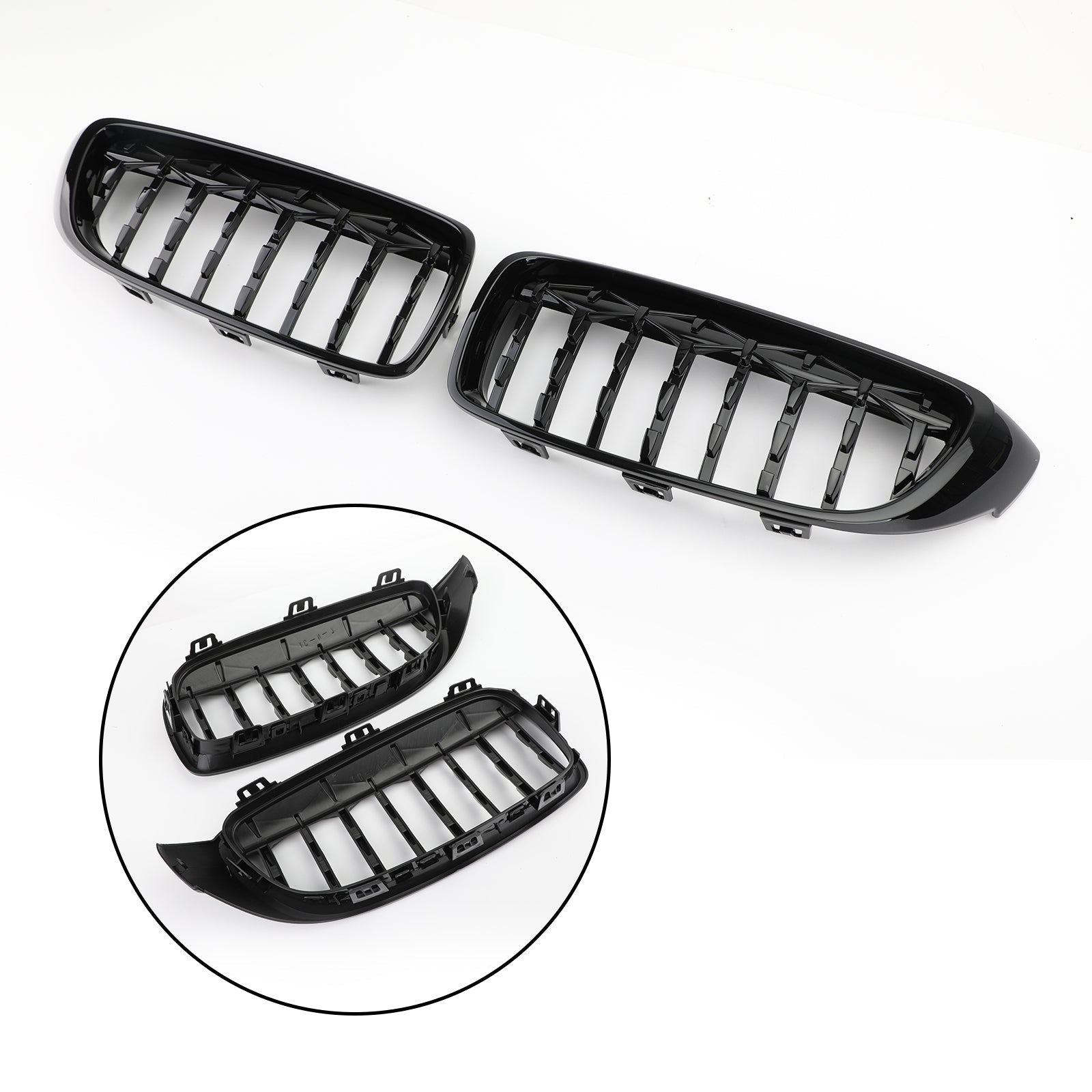 Diamond Front Upper Grille For BMW 4 Series F32 F33 F36 F82 14-2018 Gloss Black Generic