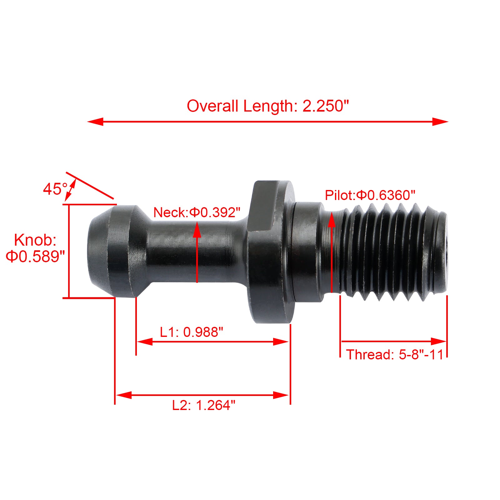 5 uds CAT40 45° 0.589 "grados tirador perilla de retención se adapta a HAAS CAT CNC negro