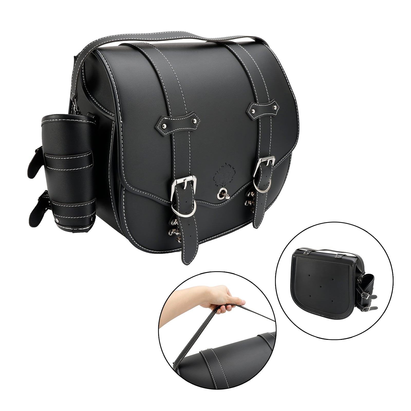 Pu Side Tool Saddlebag Quick Release Luggage Thicken Pu Black For Scooter Motor