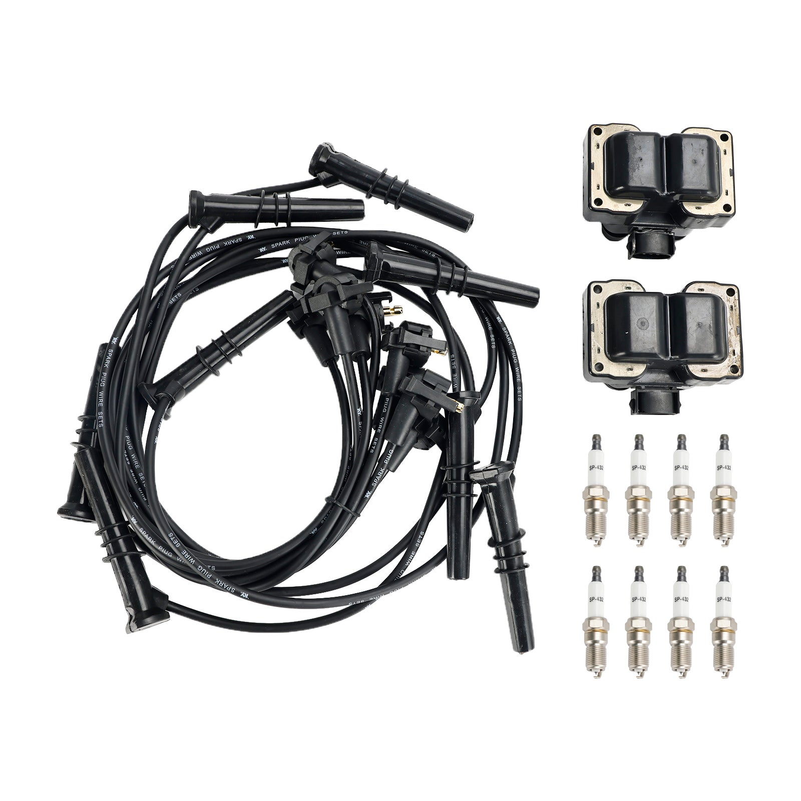 1994-1997 Ford Thunderbird Mercury Cougar V8 4.6L 2 Ignition Coil Pack 8 Spark Plugs and Wire Set FD487 SP432