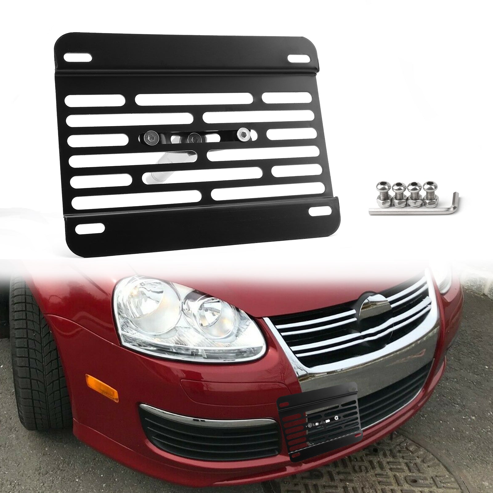 New Front Bumper Tow Hook License Plate Mounting Holder Bracket For VW MK6 Golf