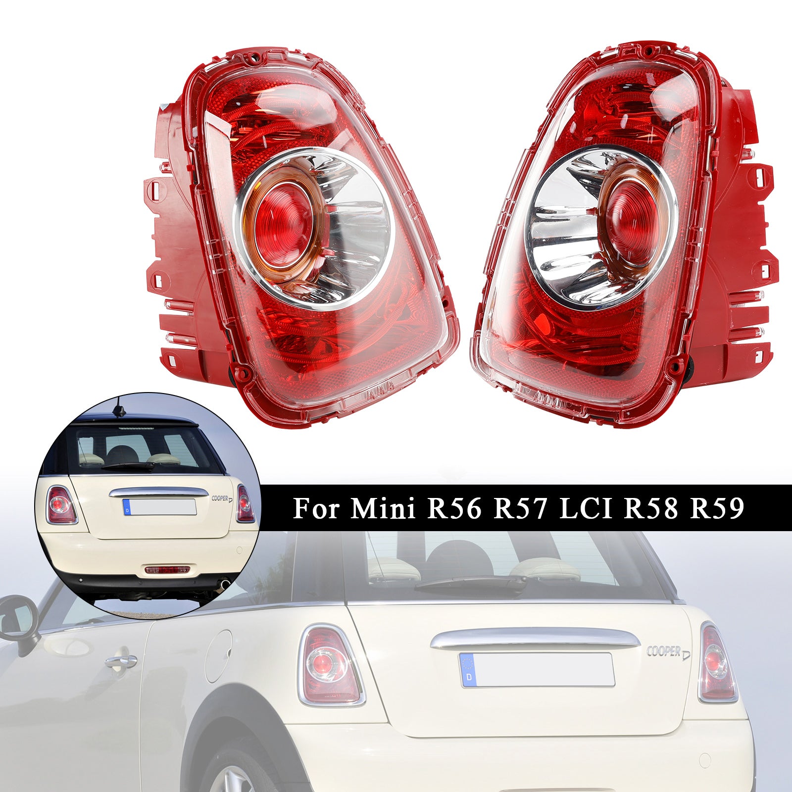 Rear L+R Tail Light 63217255909 63217255910 For Mini R56 R57 LCI R58 R59