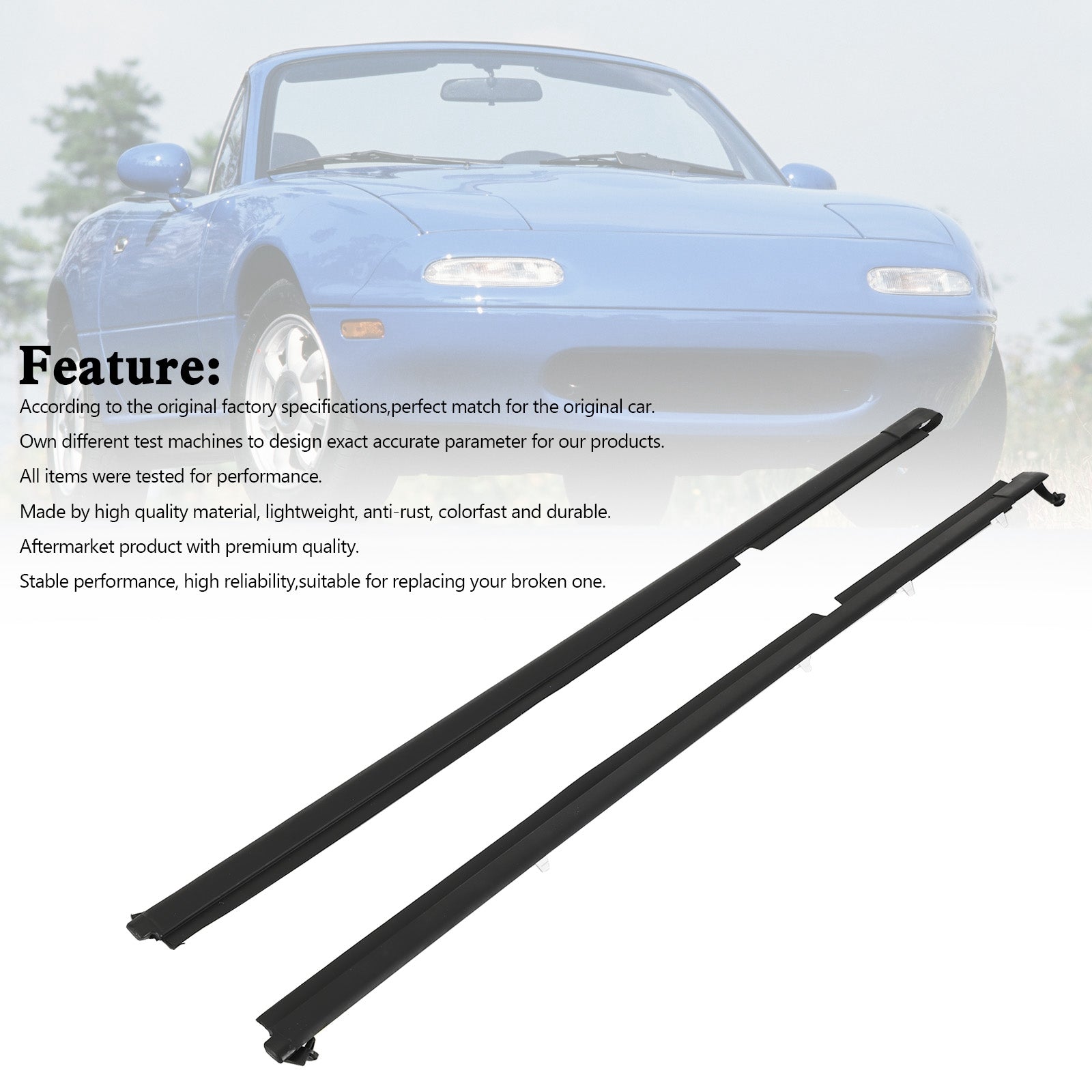 Miata 1990-2005 L+R Door Glass Window Weatherstrip Seals Set NA01-58-810F