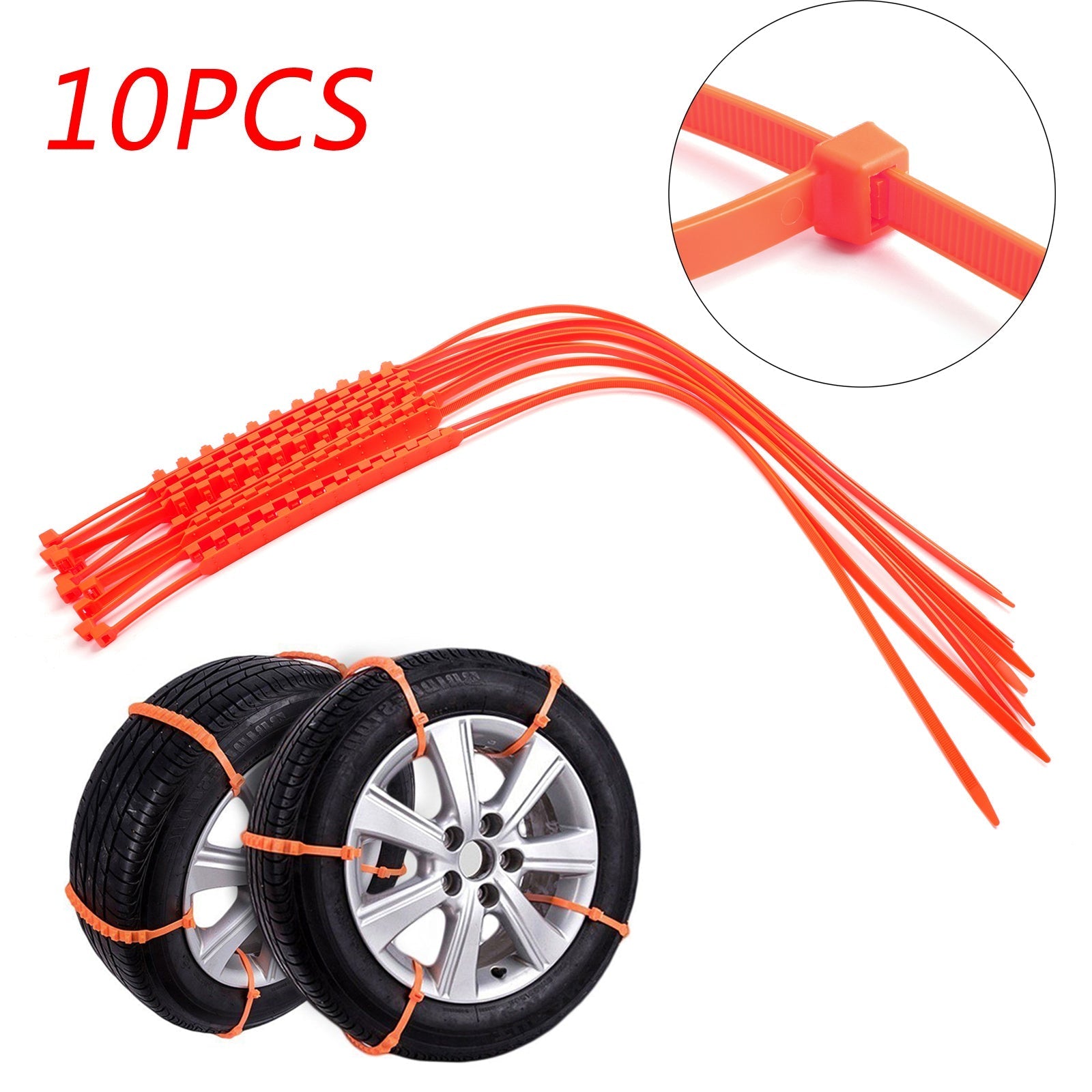 10/20/40PCS Snow Tire Chain Anti-Skid Belt For Car Truck SUV Emergency Winter Driving Orange New Generic