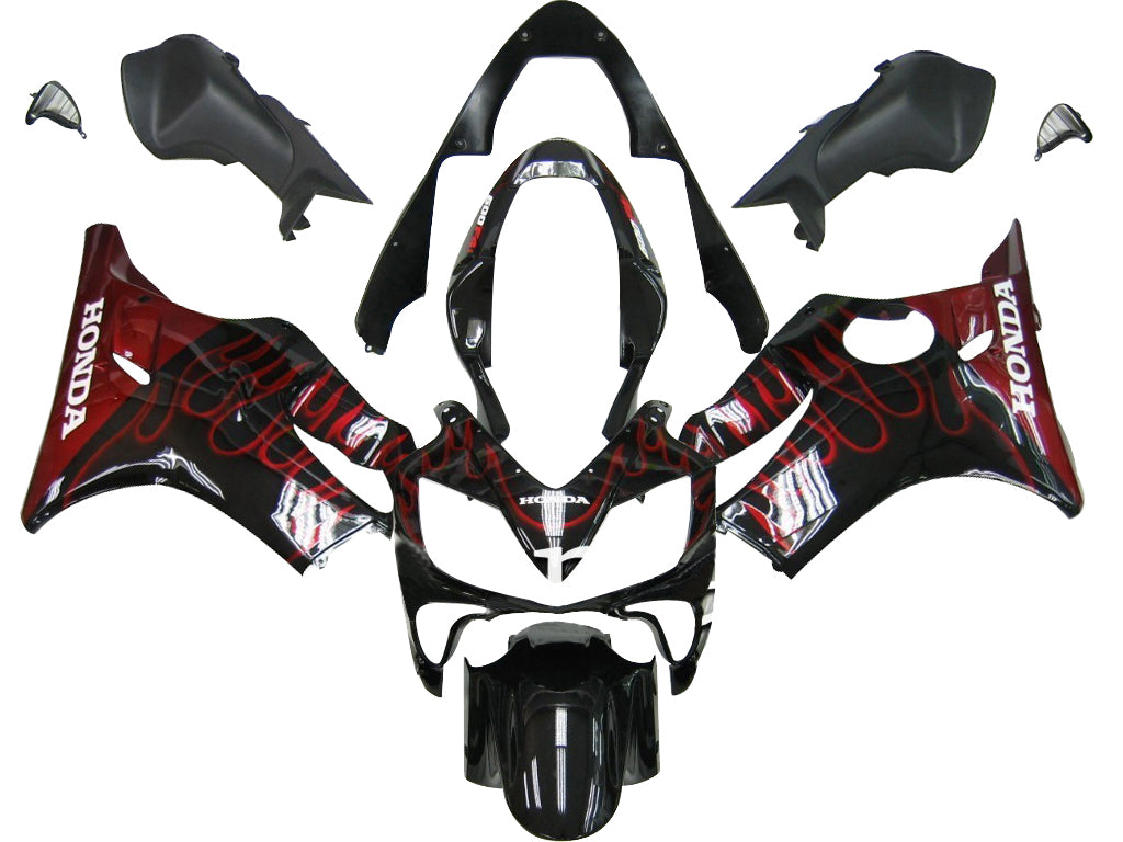 Fairings 2004-2007 Honda CBR 600 F4i Black & Red Flame Generic