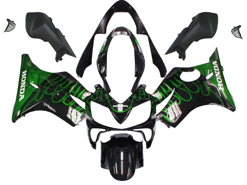 Fairings 2004-2007 Honda CBR 600 F4i Black & Green Flame Generic