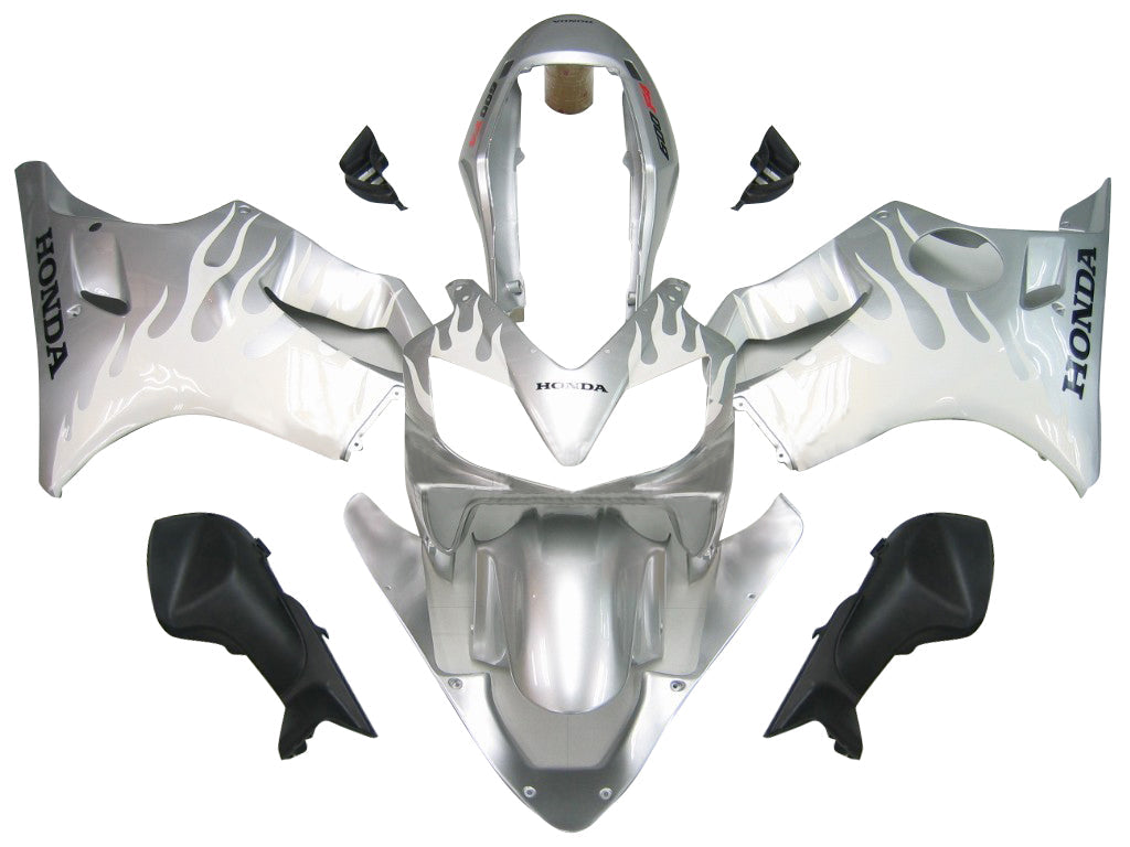 Fairings 2004-2007 Honda CBR 600 F4i Silver & White Flame Generic