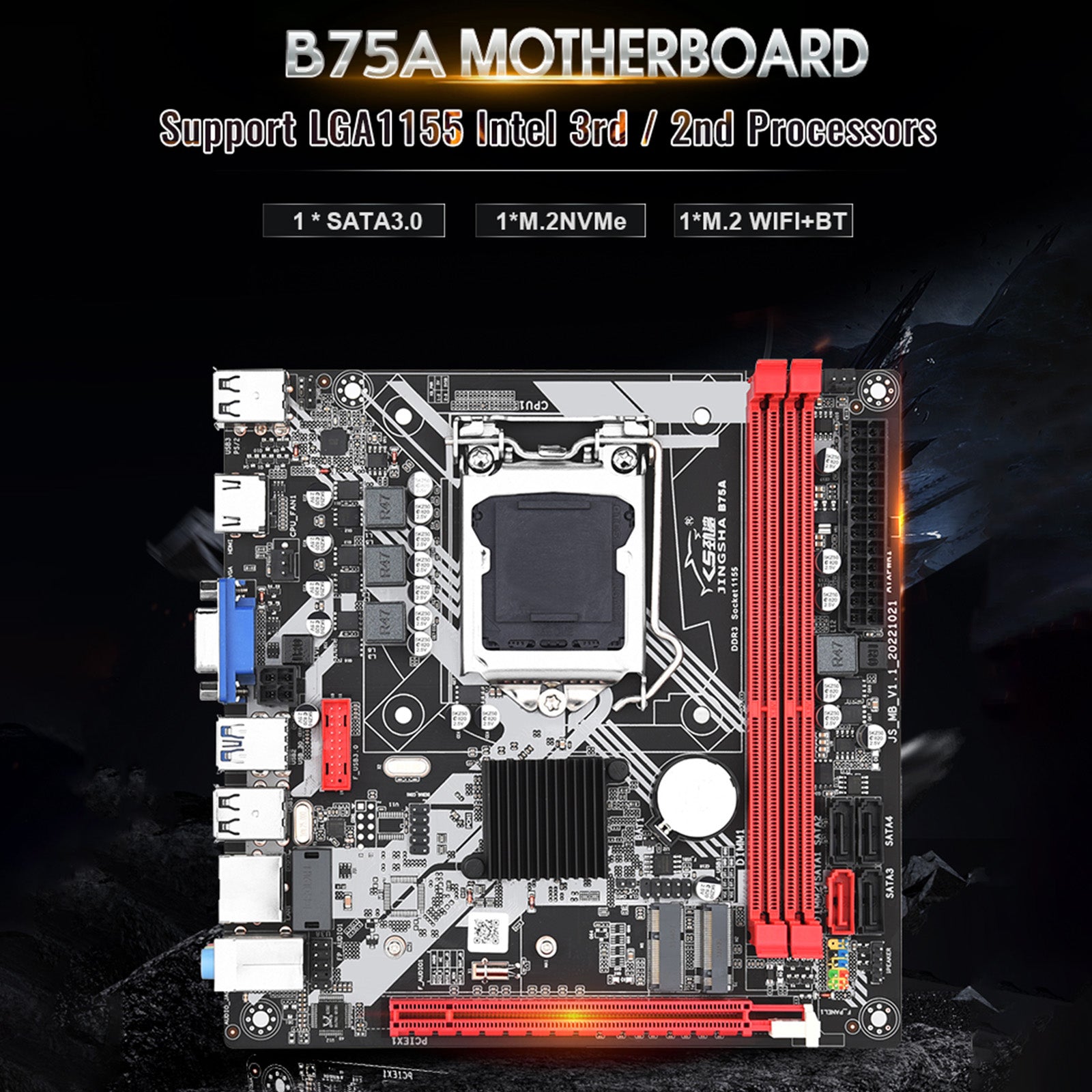 B75A Motherboard LGA 1155 support 2*DDR3 USB3.0 SATA3 NVME WIFI Bluetooth Placa Mae 1155 Plate Board PC gamer B75A LGA1155