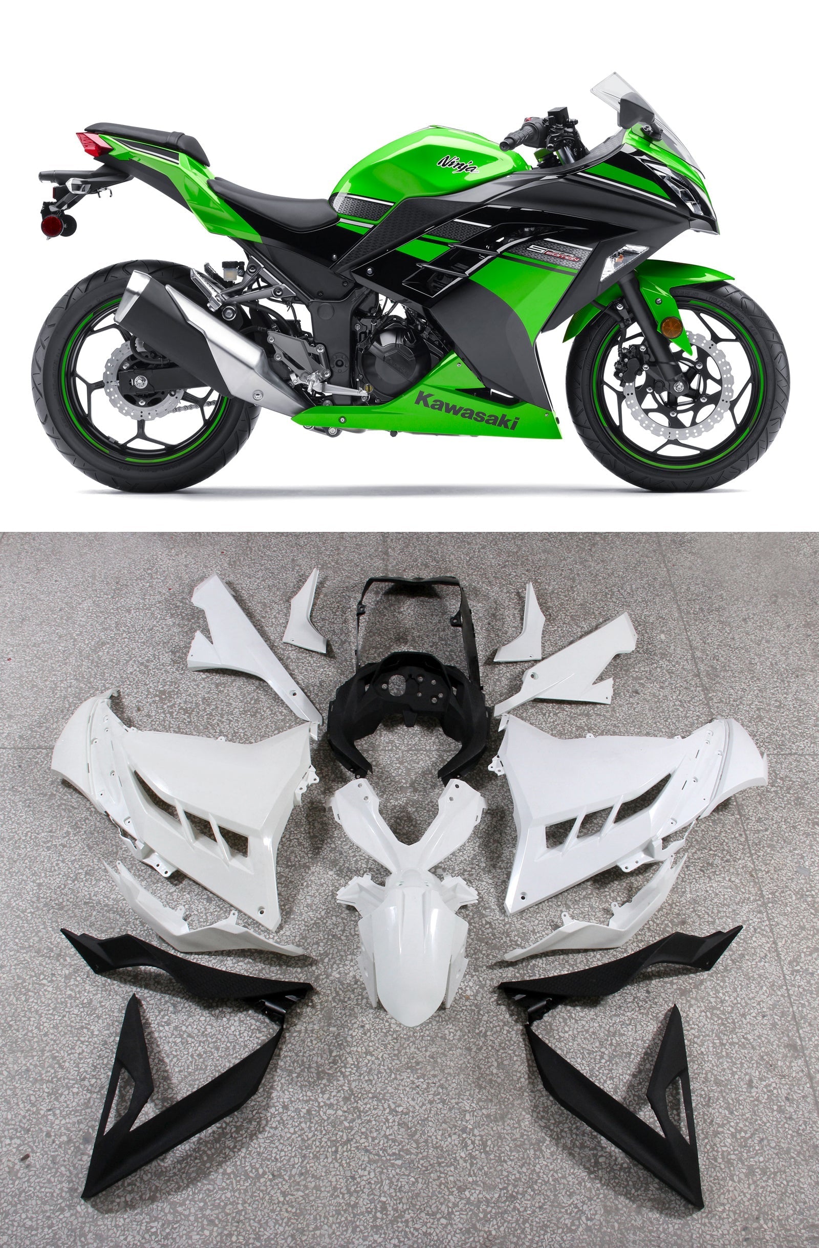 Fairings 2013-2024 Plastics Kawasaki Ninja 300R EX300R Green Ninja