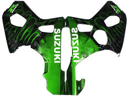 Fairings 2000-2002 Suzuki GSXR 1000 Black & Green Flame Generic