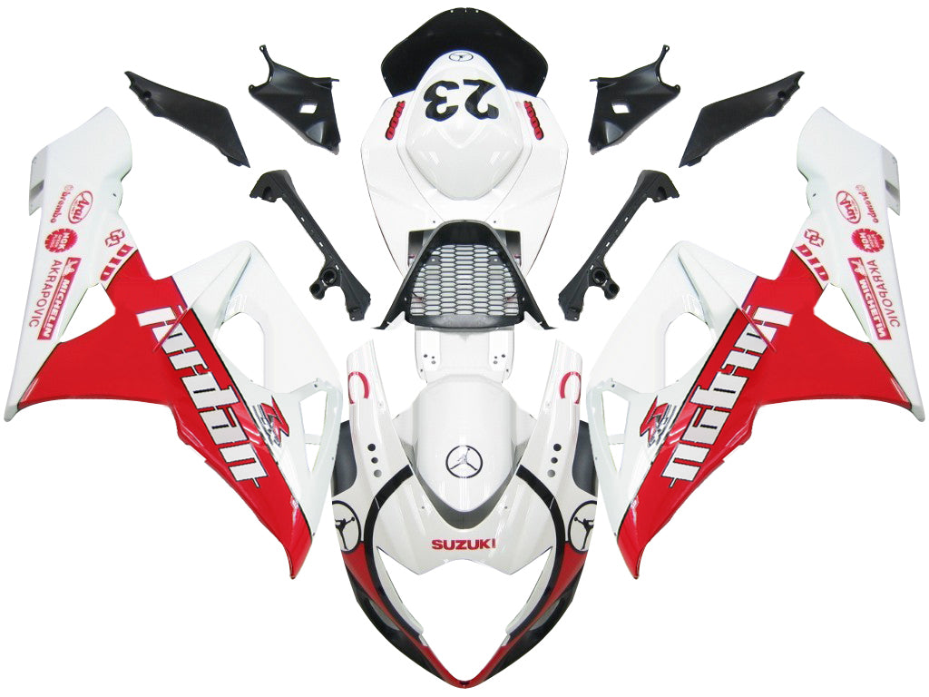 Fairings 2005-2006 Suzuki GSXR 1000 White & Red Jordan Generic