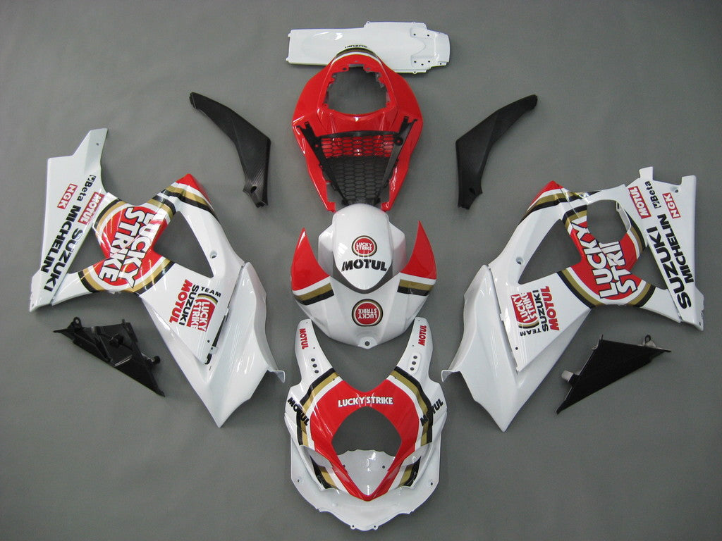 Fairings 2007-2008 Suzuki GSXR 1000 White & Red Lucky Strike Generic