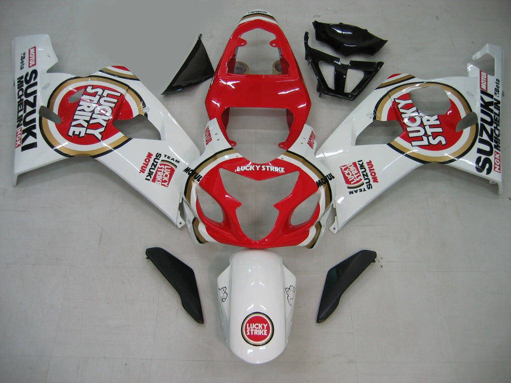 Carenados 2004-2005 Suzuki GSXR 600 750 Blanco y Rojo Lucky Strike Genérico