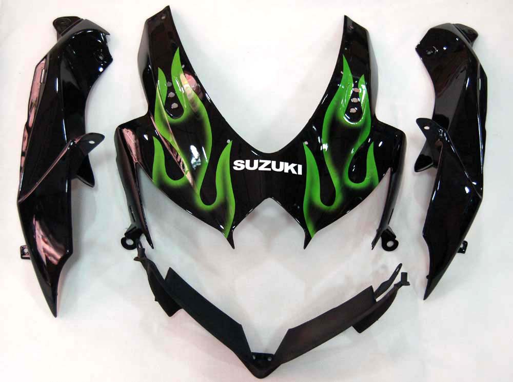 Fairings 2008-2010 Suzuki GSXR 600 750 Black & Green Flame GSXR Generic