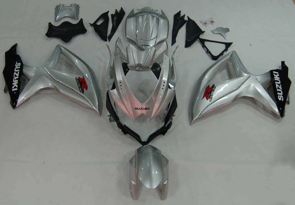 Carenados 2008-2010 Suzuki GSXR 600 750 Plata Negro GSXR Genérico