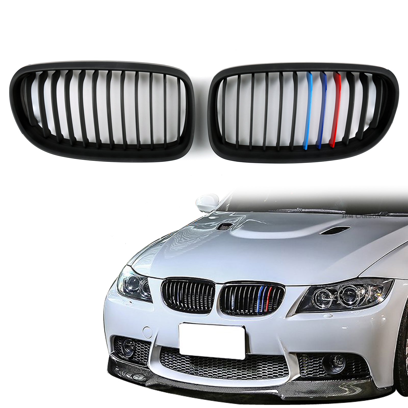 Nariz de rejilla de malla frontal negra mate para BMW E90 E91 LCI (2009-2012) genérico