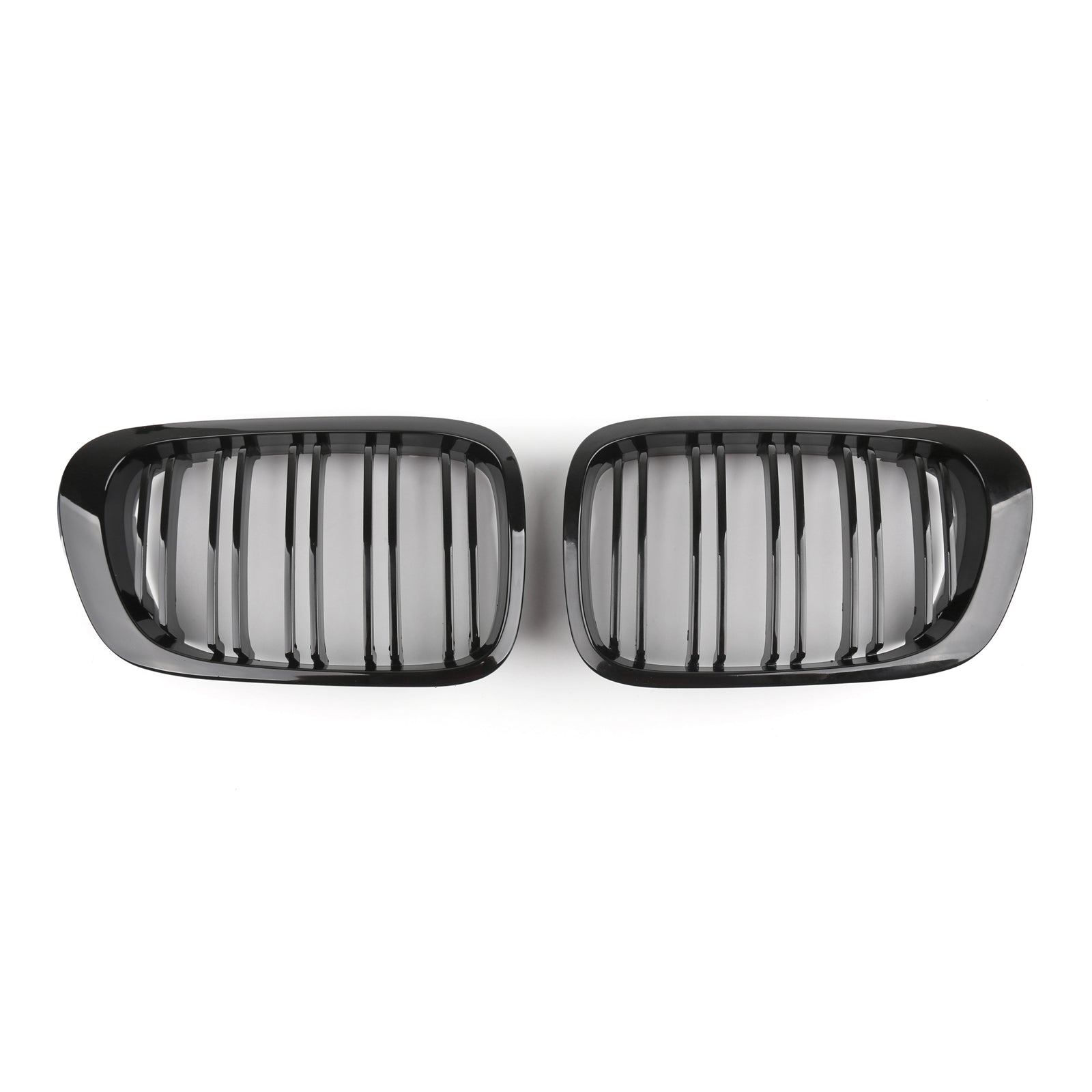 Double Line Front Hood Grille Grills Gloss Black For BMW E46 2-Door 1998-2001