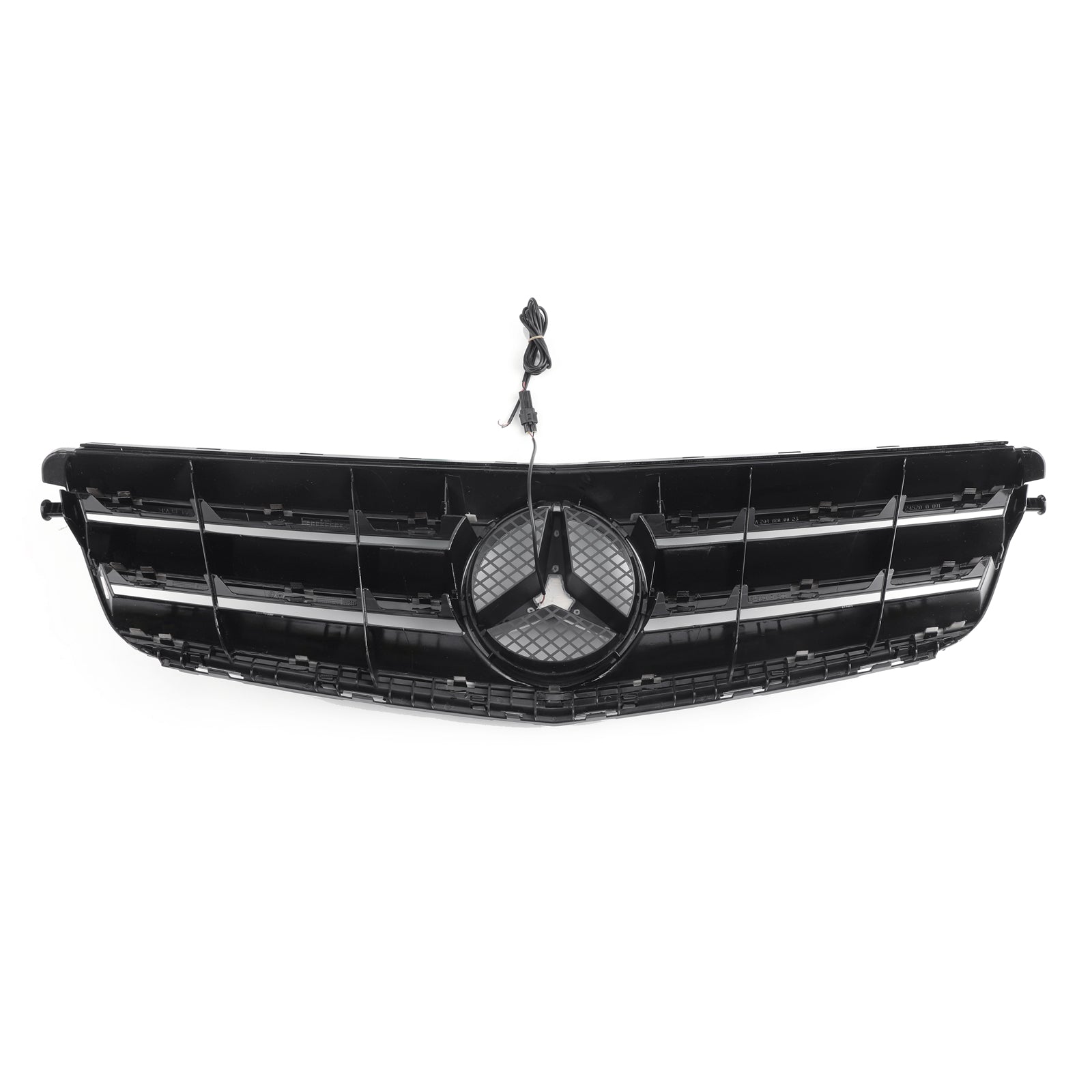 Front Bumper Grille For Benz C Class W204 W/LED Emblem C300/C350 08-14 Blk