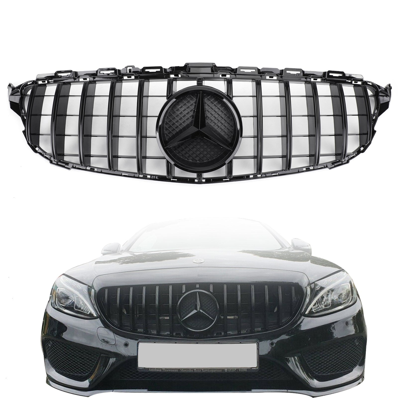 GTR Style Front Bumper Grill Grille fit Mercedes W205 C250 C300 C43 2015-2018