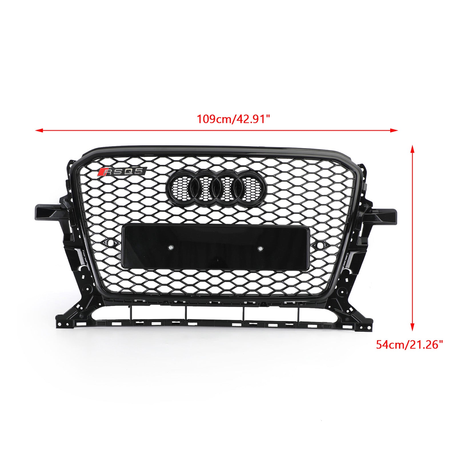 13-17 Audi Q5 Gloss Black RSQ5 Style Honeycomb Mesh Sport Hex Grill Replacement