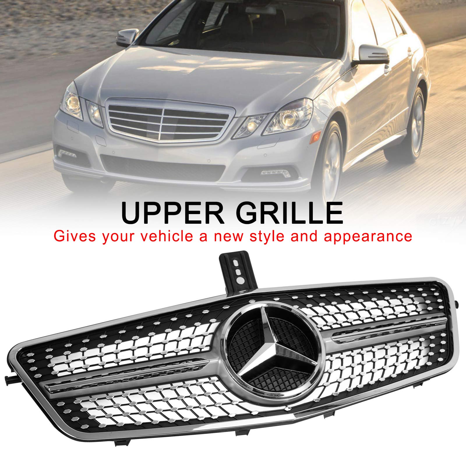 Diamond Front Grille Grill Fit Mercedes-Benz W212 E Class E350 E550 2010-2013