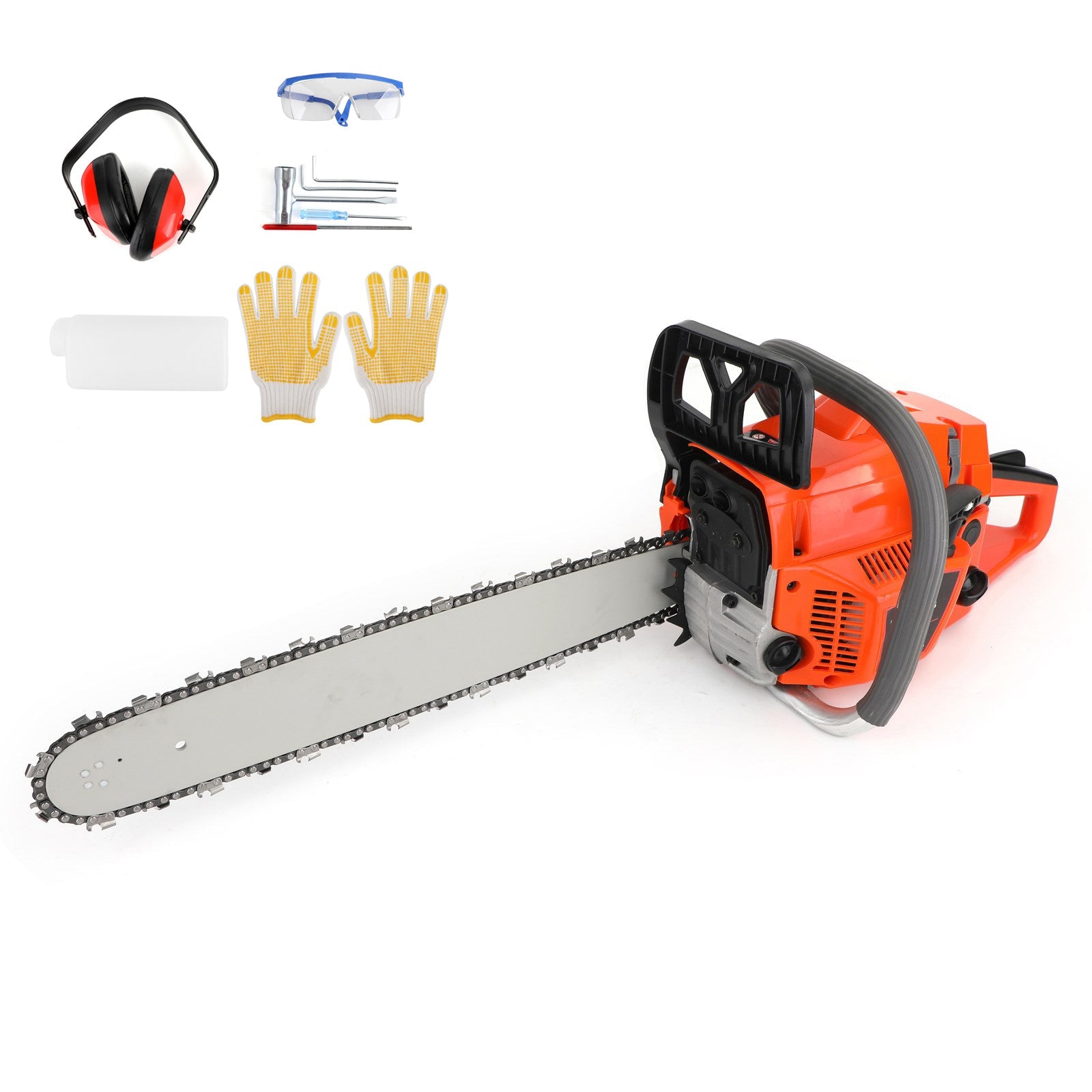 52cc Chain Saw 20inches Bar Powered Engine 2 Cycle Gasoline Chainsaw Orange