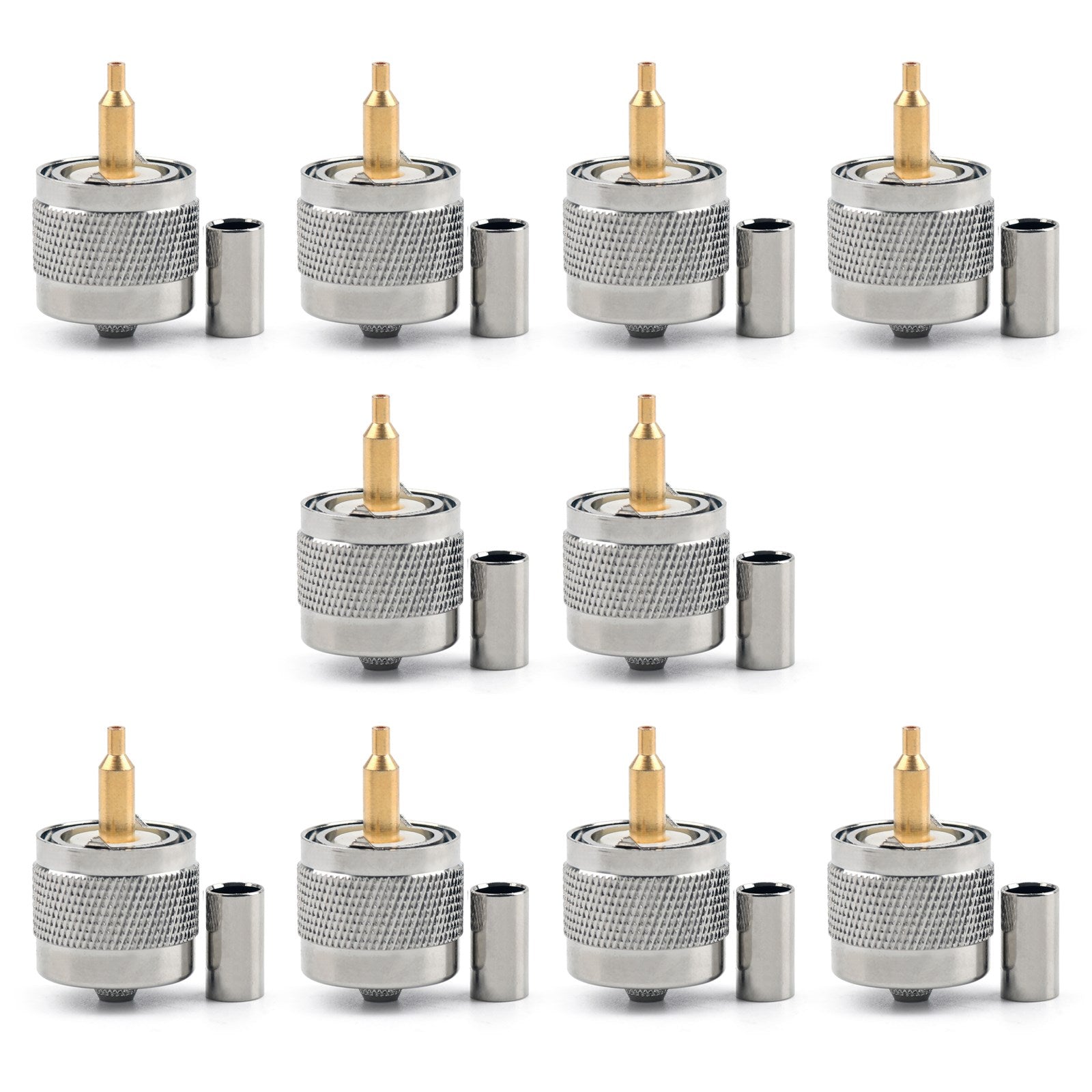 10x Connector UHF Male PL259 Plug Crimp RG58 RG142 LMR195 RG400 Cable CA Market