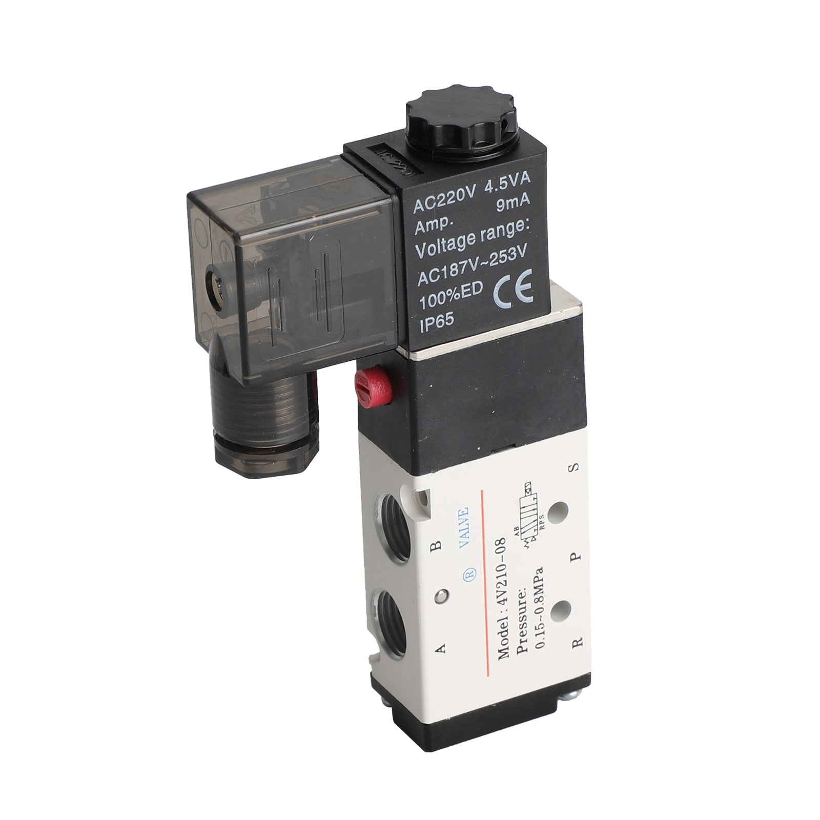 4V210-08 Válvula de aire solenoide eléctrica neumática de CA 220 V de 5 vías y 2 posiciones