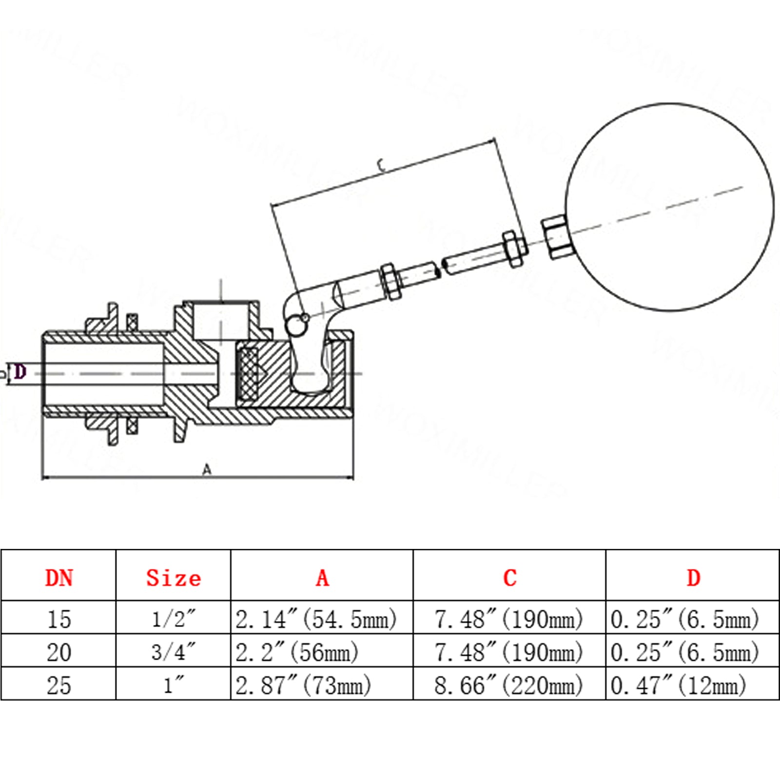 1/2"-1" Thread Float Ball Valve Floating Ballcock Stainless Steel Fittings