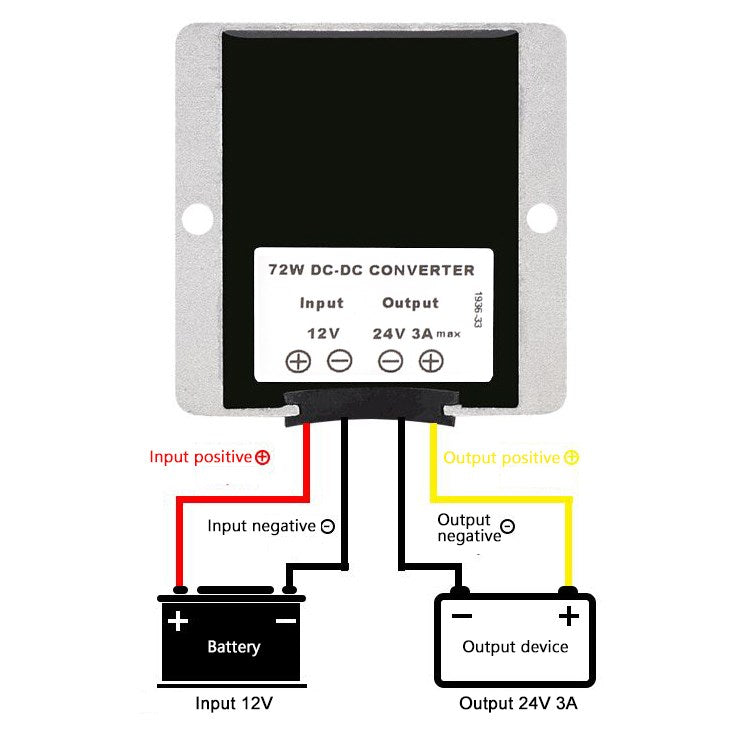 3A 72W DC-DC 12V Step Up to 24V Power Supply Converter