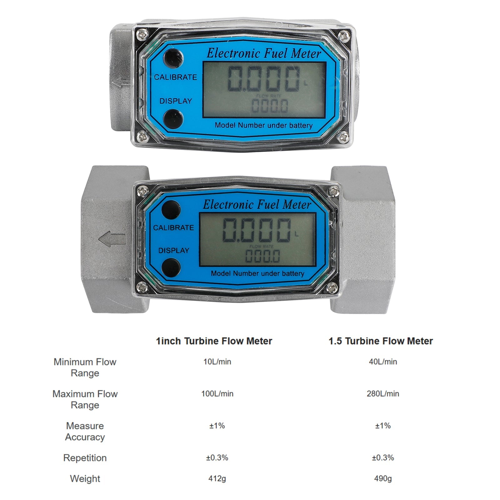 Turbine Digital Diesel Fuel Flow Meter Oval Gear Flow Gauge BSPT/NPT