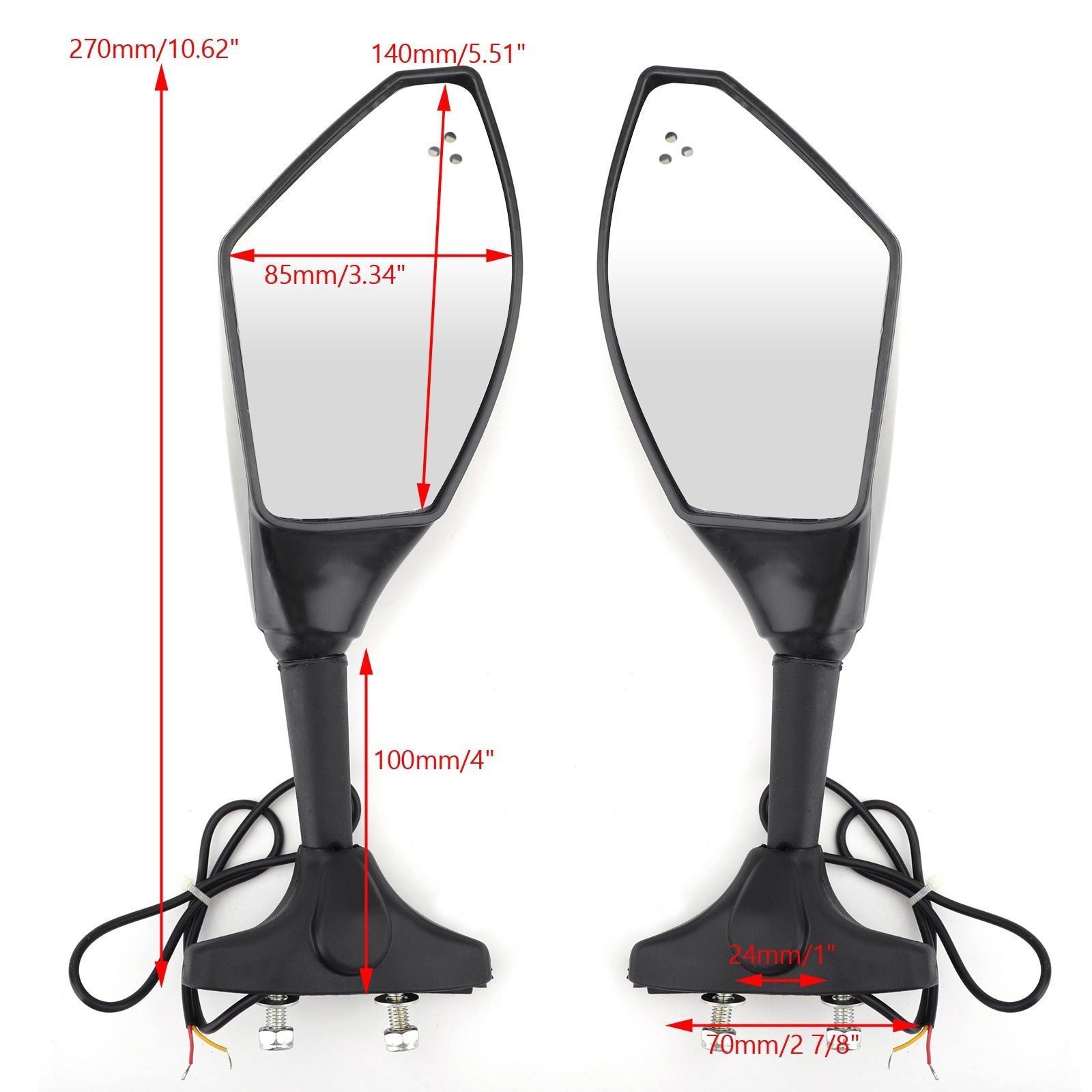 Pair Mirrors For SUZUKI GSXR 600 750 1000 Hayabusa GSF SV Katana TL1000R Black Generic